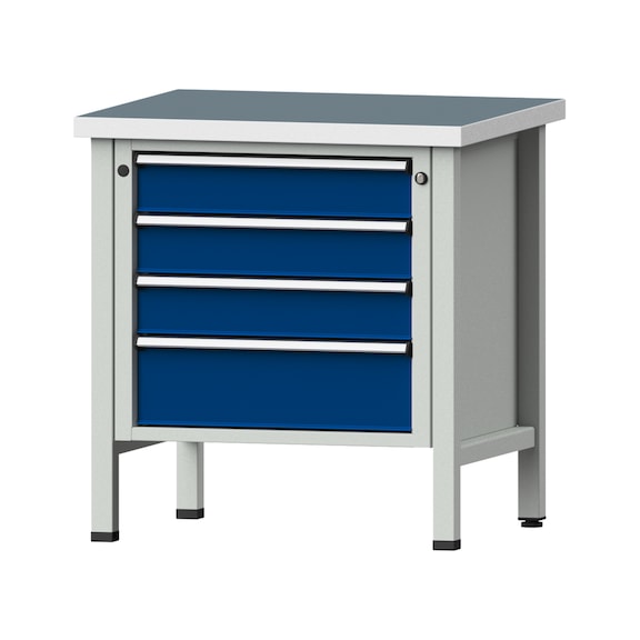 Box workbench V/T-BL 800 mm, model 25, UBP 40 mm, RAL 7035/5010, 840x800x700 - Cabinet workbench 1 block