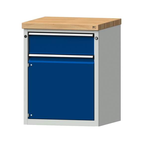 Beistellschrank BL, Modell 102, BMP 50 mm, RAL 7035/RAL 5010, Höhe 850 mm - Werkstattschrank