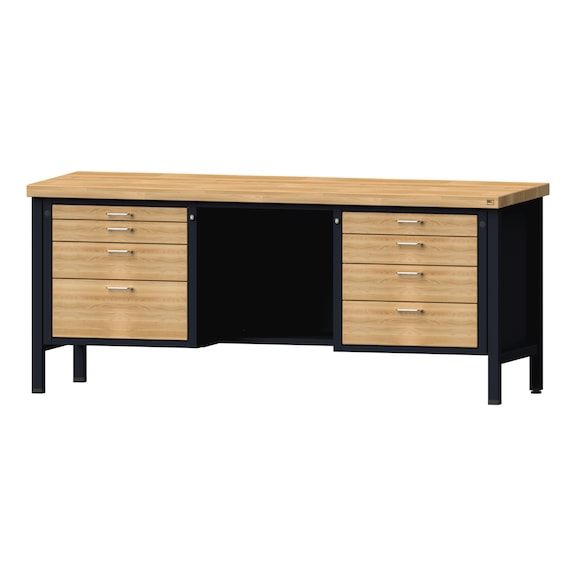 Box workbench V/T-BL 2000 mm, model 327, BMP 50 mm, RAL 7016, 850x2000x700 mm - Cabinet workbench 3 blocks models 146 - 419