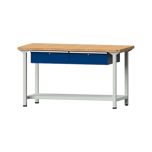 Work table, model 55, BMP 40 mm, RAL 7035/RAL 5010, 840 x 1500 x 700 mm - Working table 1500 mm static