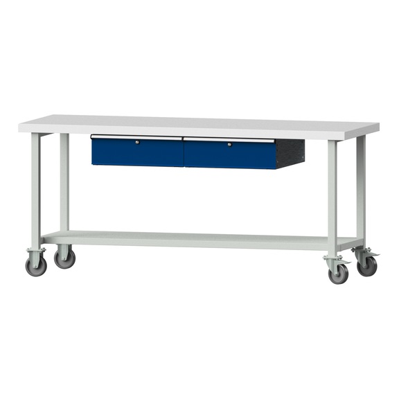 Work table, model 85, KSP 50 mm, RAL 7035/RAL 5010, 900 x 2000 x 700 mm - Working table 2000 mm movable