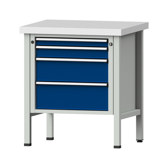 Box workbench V/T-BL 800 mm, model 19, KSP 50 mm, RAL 7035/5010, 900x800x700 - Cabinet workbench 1 block