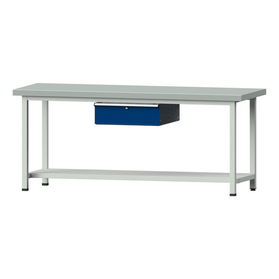 Work table, model 73, ZBP 50 mm, RAL 7035/RAL 5010, 850 x 2000 x 700 mm - Working table 2000 mm static