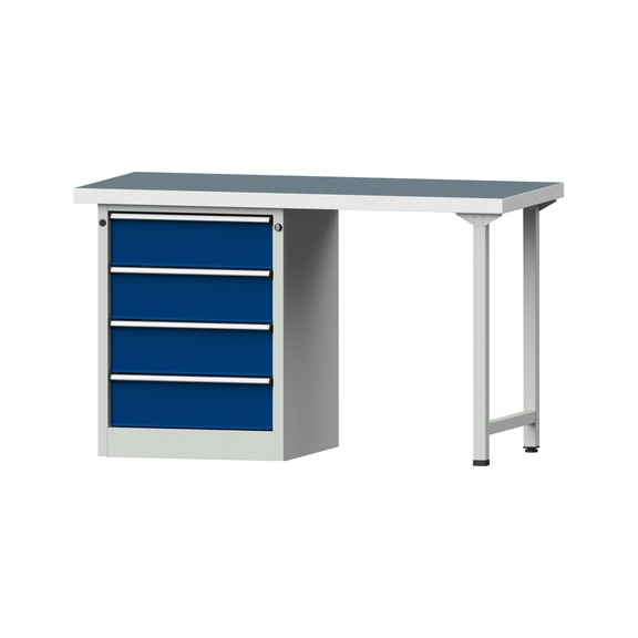 Combination workbench V/T-BL1500/2000 mm Model 808 UBP 50 mm RAL 7035/5010, 900 x 1500 x 700 - Combination workbench 1500 mm models 801 V - 808 VH