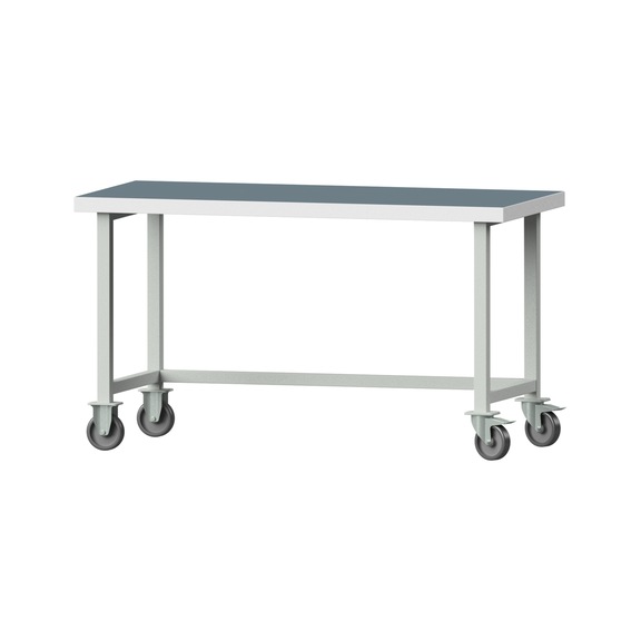 Arbeitstisch, Modell 60, UBP 50 mm, RAL 7035, 850 x 1500 x 700 mm - Arbeitstisch 1500 mm fahrbar