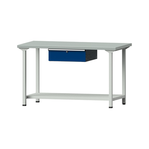 Work table, model 153, ZBP 40 mm, RAL 7035/RAL 5010, 890 x 1500 x 800 mm - Working table 1500 mm static