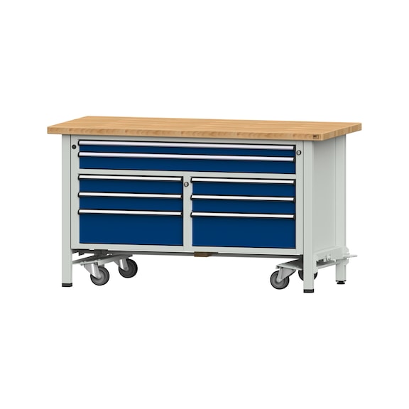 Box workbench 1500 3-piece housing model 259 BMP 40 mm 7035/5010 840x1500x700 - Cabinet workbench 2 blocks 1500 3-piece