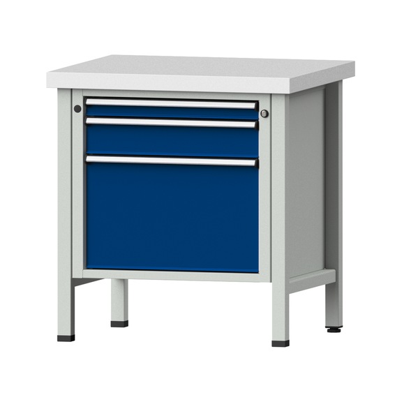 Box workbench V/T-BL 800 mm, model 57, KSP 50 mm, RAL 7035/5010, 850x800x700 - Cabinet workbench 1 block