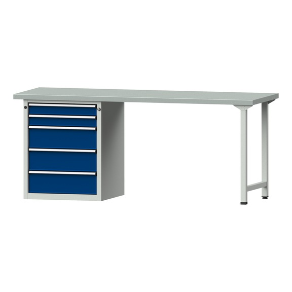 Combination workbench V/T-BL1500/2000 mm Model 830 ZBP 40 mm RAL 7035/5010, 840 x 2000 x 700 - Combination workbench 2000 mm models 821 VH - 850 VH