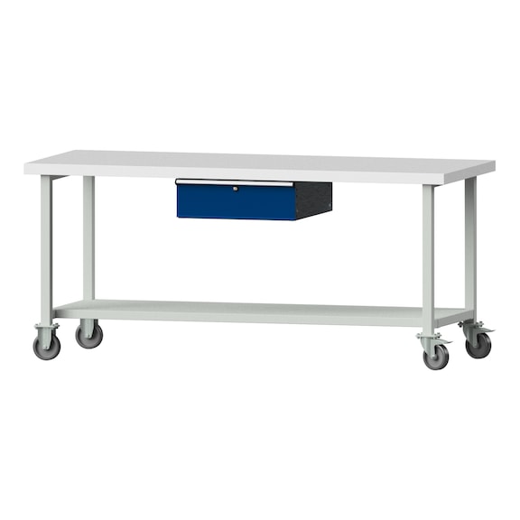 Work table, model 183, KSP 50 mm, RAL 7035/RAL 5010, 900 x 2000 x 800 mm - Working table 2000 mm movable