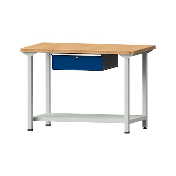 Work table, model 133, BMP 40 mm, RAL 7035/RAL 5010, 890 x 1270 x 800 mm - Working table 1270 mm static