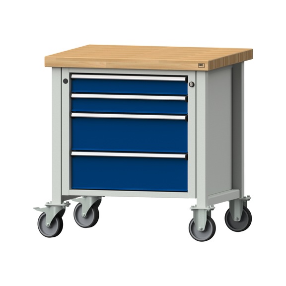 Box workbench V/T-BL 800 mm, model 21, BMP 50 mm, RAL 7035/5010, 850x800x700 - Cabinet workbench 1 block