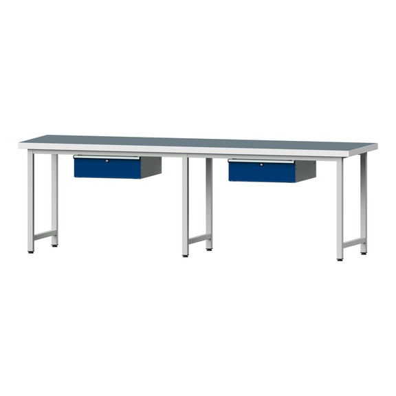 Work table, model 193, UBP 50 mm, RAL 7035/RAL 5010, 900 x 2800 x 800 mm - Working table 2800 mm static