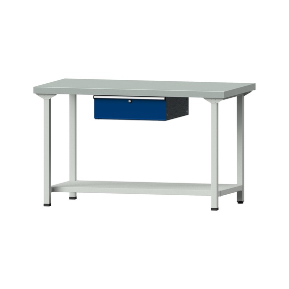 Work table, model 153, ZBP 50 mm, RAL 7035/RAL 5010, 900 x 1500 x 800 mm - Working table 1500 mm static