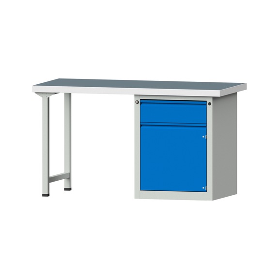 Combination workbench E 1500/2000 mm, model 801, UBP 50 mm, RAL 7035/RAL 5012 - Combination workbench E 1500 mm