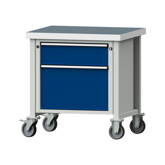 Box workbench V/T-BL 800 mm, model 55, UBP 50 mm, RAL 7035/5010, 850x800x700 - Cabinet workbench 1 block