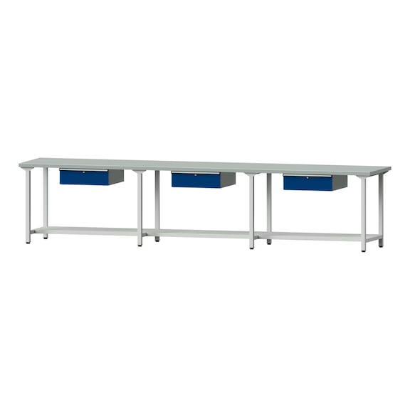 Work table, model 203, ZBP 40 mm, RAL 7035/RAL 5010, 890 x 4050 x 800 mm - Working table 4500 mm static