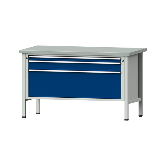 Box workbench VX 1500 mm, model 17, ZBP 40 mm, RAL 7035/RAL 5010, 890x1500x800 - Cabinet workbench V - X 1500 mm 1 block