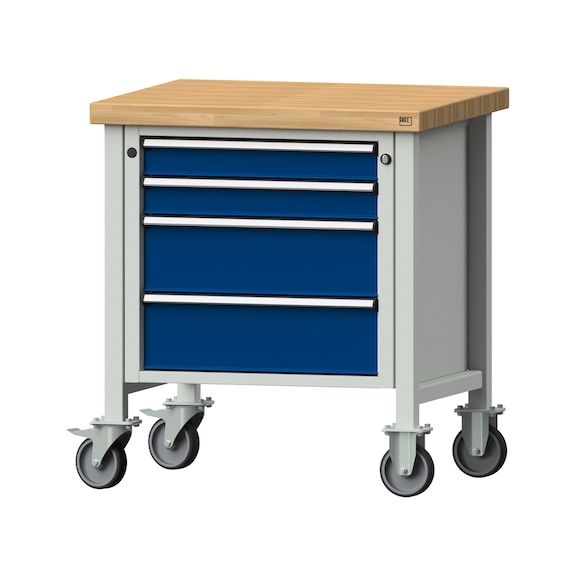 Box workbench V/T-BL 800 mm, model 21, BMP 50 mm, RAL 7035/5010, 900x800x700 - Cabinet workbench 1 block