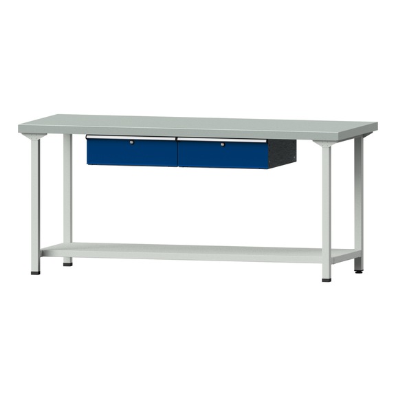 Work table, model 175, ZBP 50 mm, RAL 7035/RAL 5010, 900 x 2000 x 800 mm - Working table 2000 mm static