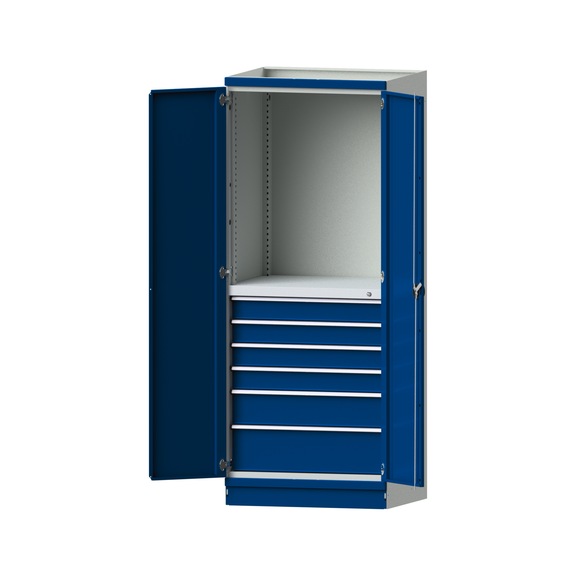 Basisschrank modulares Schranksystem, Modell 3007, RAL 7035/5010, 999.170.0040 - Werkstattschrank