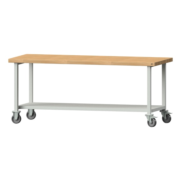 Arbeitstisch, Modell 181, BMP 50 mm, RAL 7035, 850 x 2000 x 800 mm - Arbeitstisch 2000 mm fahrbar
