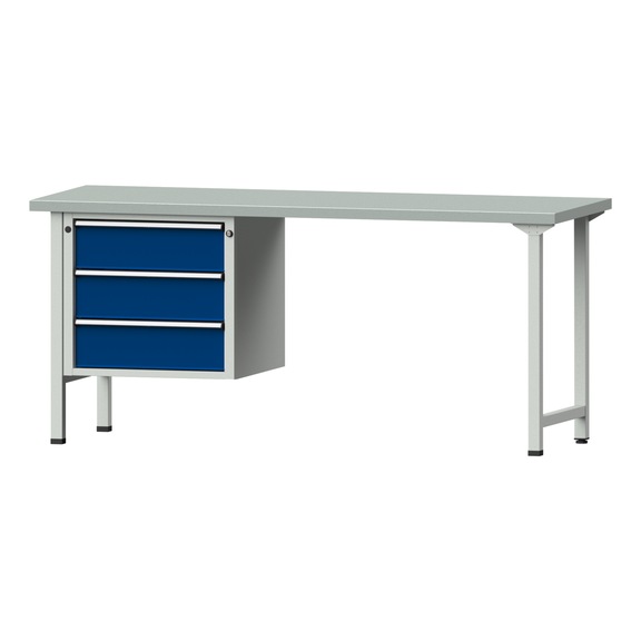 Combination workbench V/T-BL1500/2000 mm Model 726 ZBP 40 mm RAL 7035/5010, 890 x 2000 x 700 - Combination workbench 2000 mm models 521 V - 726 V