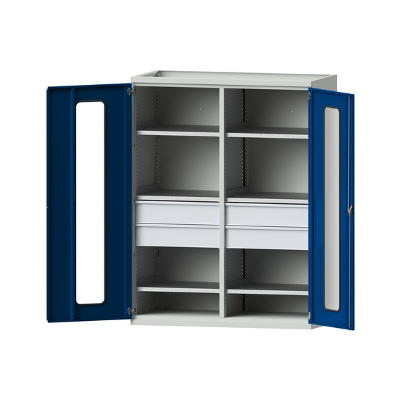 Schwerlastschrank T690mm - H1950mm, Modell 402, RAL 7035/RAL 5010, 620.014.0097 - Werkstattschrank