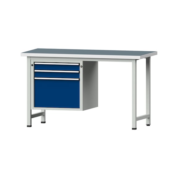 Combination workbench V/T-BL1500/2000 mm Model 702 UBP 40 mm RAL 7035/5010, 890 x 1500 x 700 - Combination workbench 1500 mm models 501 V - 709 V