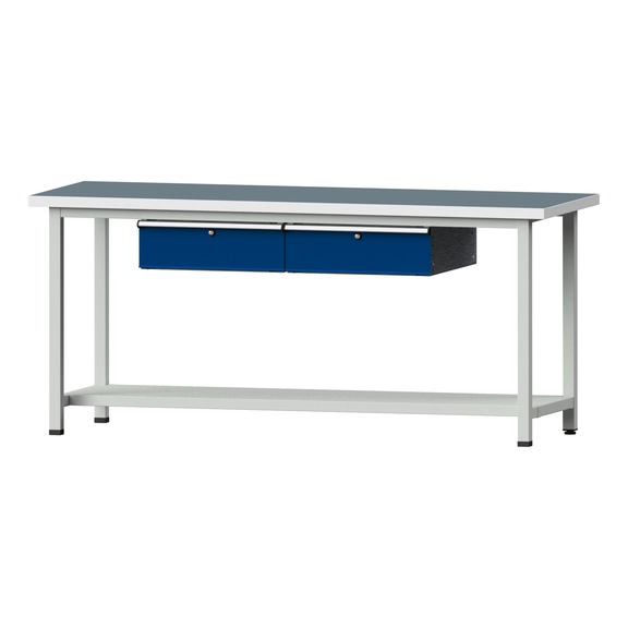 Work table, model 75, UBP 40 mm, RAL 7035/RAL 5010, 890 x 2000 x 700 mm - Working table 2000 mm static