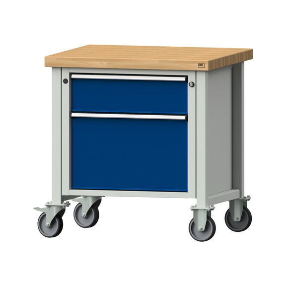 Box workbench V/T-BL 800 mm, model 55, BMP 50 mm, RAL 7035/5010, 850x800x700 - Cabinet workbench 1 block