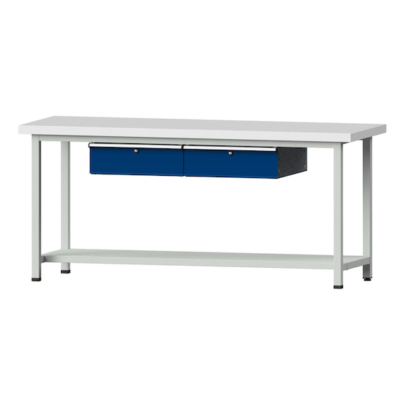 Work table, model 175, KSP 50 mm, RAL 7035/RAL 5010, 900 x 2000 x 800 mm - Working table 2000 mm static