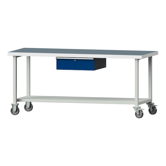 Work table, model 183, UBP 50 mm, RAL 7035/RAL 5010, 900 x 2000 x 800 mm - Working table 2000 mm movable