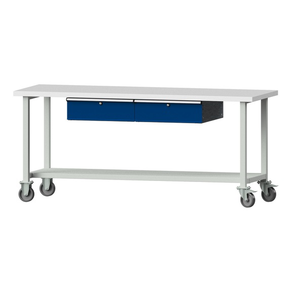 Work table, model 85, KSP 40 mm, RAL 7035/RAL 5010, 890 x 2000 x 700 mm - Working table 2000 mm movable