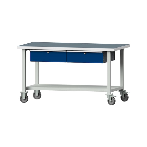 Work table, model 165, UBP 40 mm, RAL 7035/RAL 5010, 840 x 1500 x 800 mm - Working table 1500 mm movable