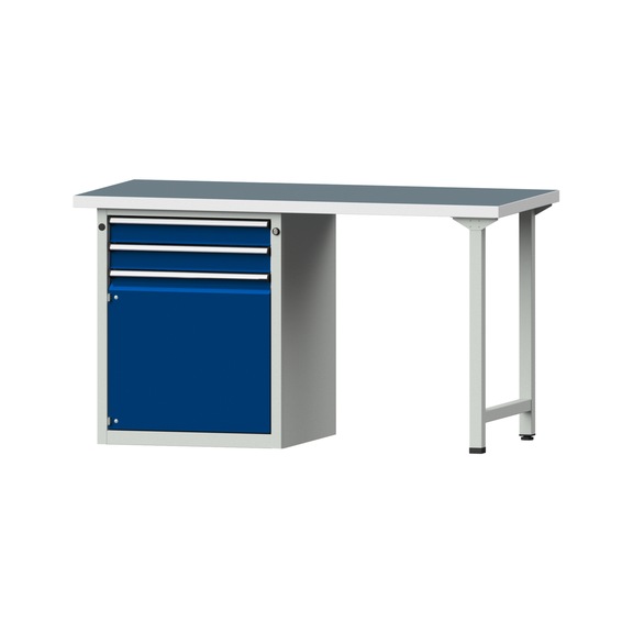 Kombiwerkbank V/T-BL1500/2000 mm Modell 802 UBP 40mm RAL 7035/5010, 840x1500x700 - Kombiwerkbank V - BL 1500 mm Modelle 801 V - 808 VH