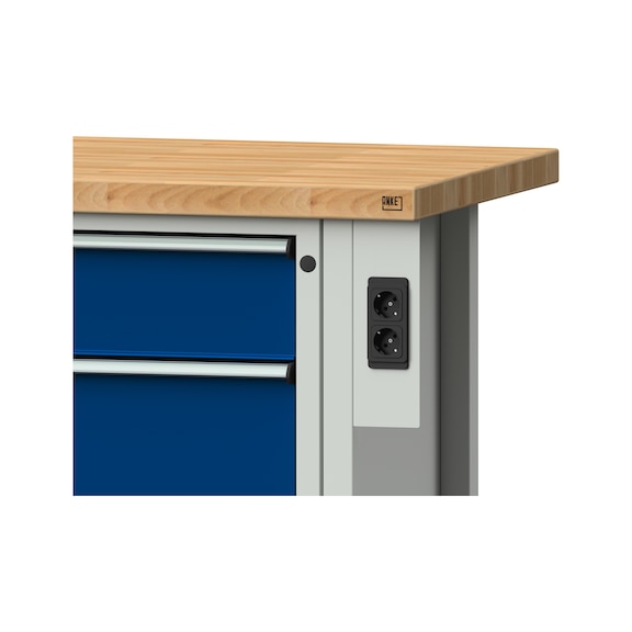 Add-on energy element, double safety socket 4 m supply cable - Workbench (system workstation, workshop, other)