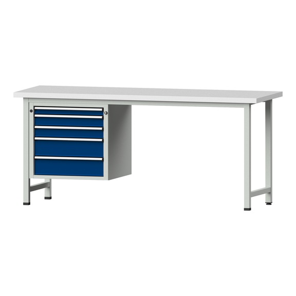 Combination workbench V/T-BL1500/2000 mm Model 723 KSP 40 mm RAL 7035/5010, 890 x 2000 x 700 - Combination workbench 2000 mm models 521 V - 726 V