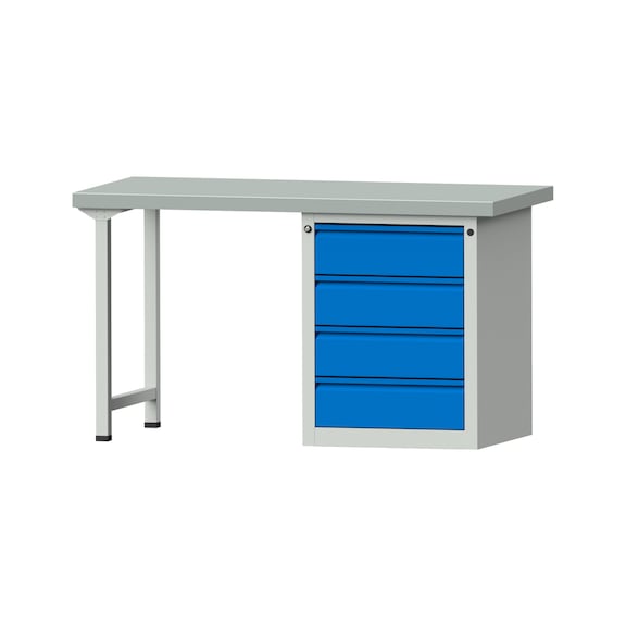 Kombiwerkbank E 1500/2000 mm, Modell 805, ZBP 50 mm, RAL 7035/RAL 5012 - Kombiwerkbank E 1500 mm