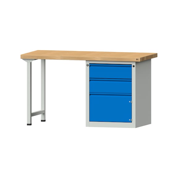 Combination workbench E 1500/2000 mm, model 803, BMP 50 mm, RAL 7035/RAL 5012 - Combination workbench E 1500 mm
