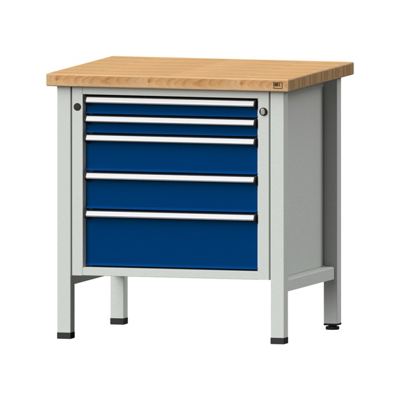 Box workbench V/T-BL 800 mm, model 29, BMP 40 mm, RAL 7035/5010, 840x800x700 - Cabinet workbench 1 block