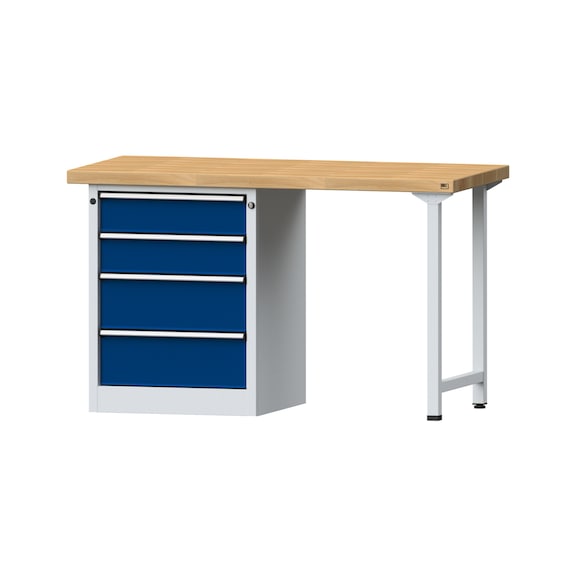 Combination workbench V/T-BL1500/2000 mm Model 816 BMP 50 mm RAL 7035/5010, 900 x 1500 x 700 - Combination workbench 1500 mm models 809 V - 816 V