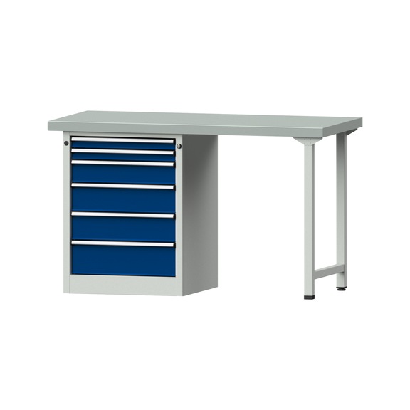 Combination workbench V/T-BL1500/2000 mm Model 812 ZBP 50 mm RAL 7035/5010, 900 x 1500 x 700 - Combination workbench 1500 mm models 809 V - 816 V