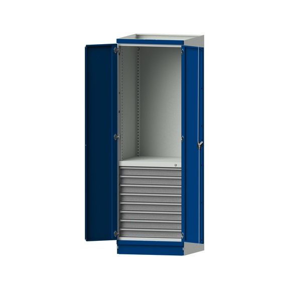 Base cabinet modular cabinet system, model 101, RAL 7035/5010, 999.170.0004 - Workshop cupboard