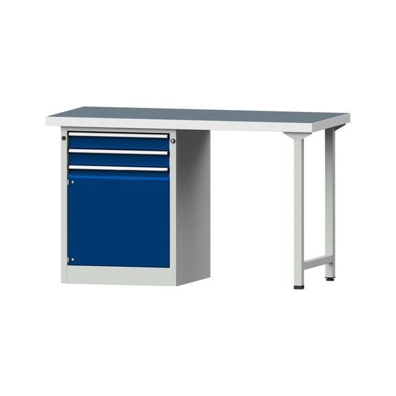 Kombiwerkbank V/T-BL1500/2000 mm Modell 802 UBP 50mm RAL 7035/5010, 900x1500x700 - Kombiwerkbank V - BL 1500 mm Modelle 801 V - 808 VH