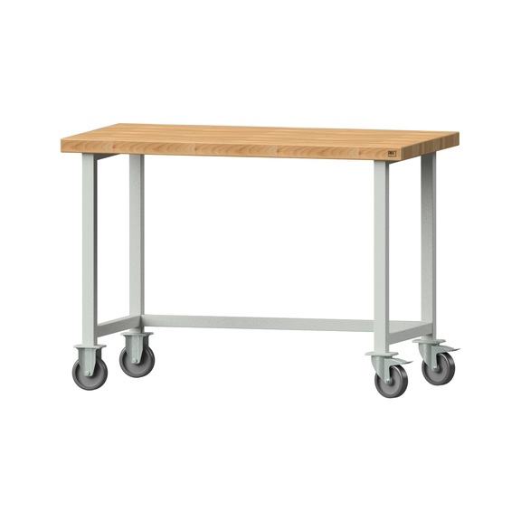 Arbeitstisch, Modell 40, BMP 50 mm, RAL 7035, 900 x 1270 x 700 mm - Arbeitstisch 1270 mm fahrbar