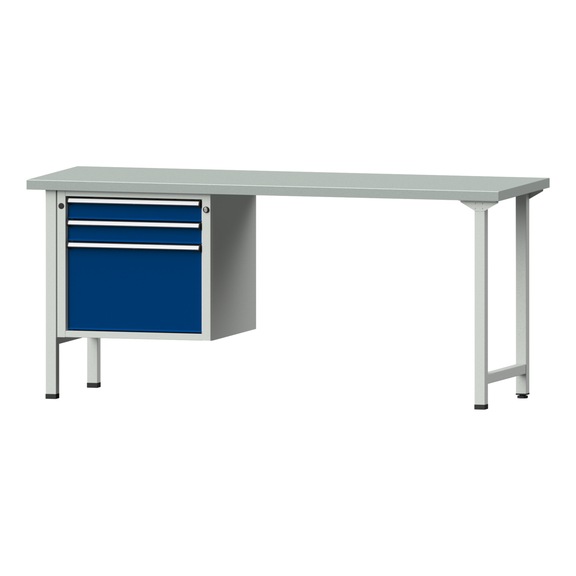 Combination workbench V/T-BL1500/2000 mm Model 722 ZBP 40 mm RAL 7035/5010, 890 x 2000 x 700 - Combination workbench 2000 mm models 521 V - 726 V