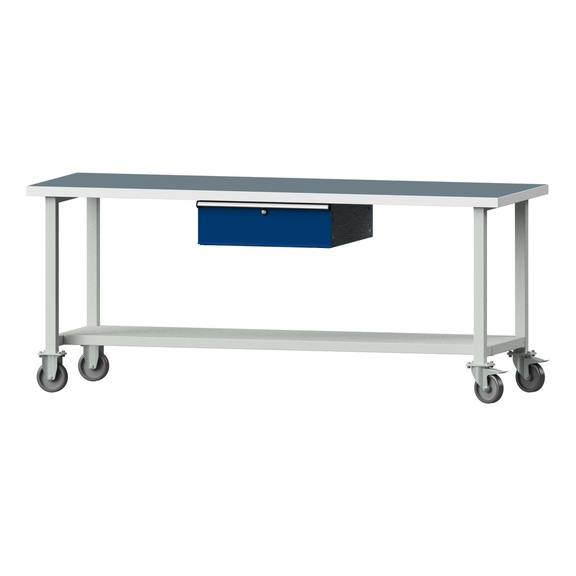 Work table, model 83, UBP 40 mm, RAL 7035/RAL 5010, 840 x 2000 x 700 mm - Working table 2000 mm movable