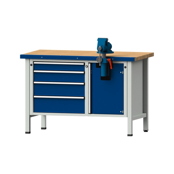 Assembly workbench V/T-BL, model 807, BMP 40 mm, RAL 7035/5010, 840x1270x700 mm - Assembly workbench stationary