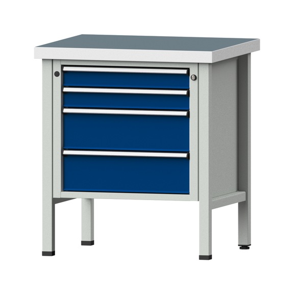 Box workbench V/T-BL 800 mm, model 21, UBP 50 mm, RAL 7035/5010, 900x800x700 - Cabinet workbench 1 block